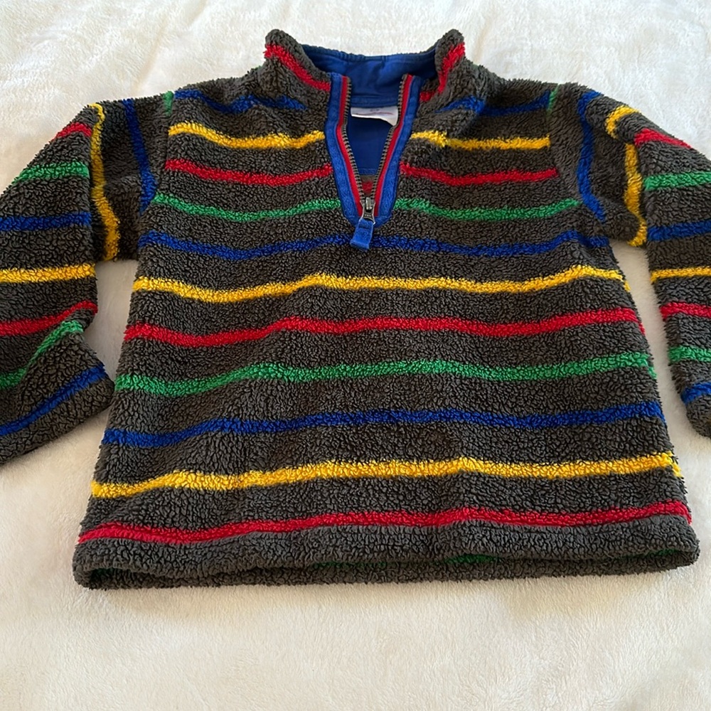 Charcoal rainbow striped marshmallow HA pullover 5T/110